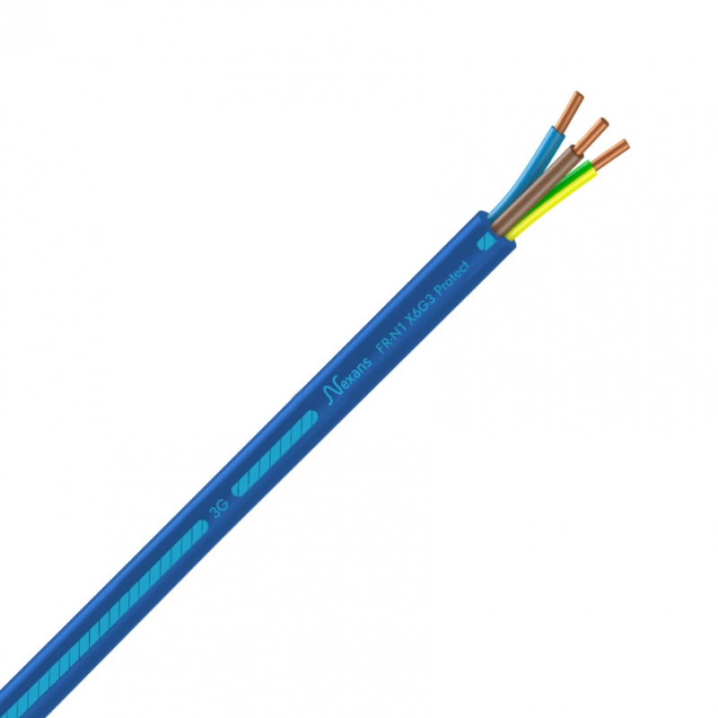 Câbles pour la protection au feu Nexans FRN1X6G3 Protect conforme à la norme de construction XP C32-325 et comporte des conducteurs en cuivre massif ou semi-rigide. Elle répond aux prescriptions de l'arrêté du 17 mai 2024 modifiant les exigences de sécurité incendie dans les Etablissements Recevant du Public (ERP) et les Immeubles de Grande Hauteur (IGH). Très bonne tenue au feu, non propagateur de l’incendie et sans halogène, indication de la longueur restante.