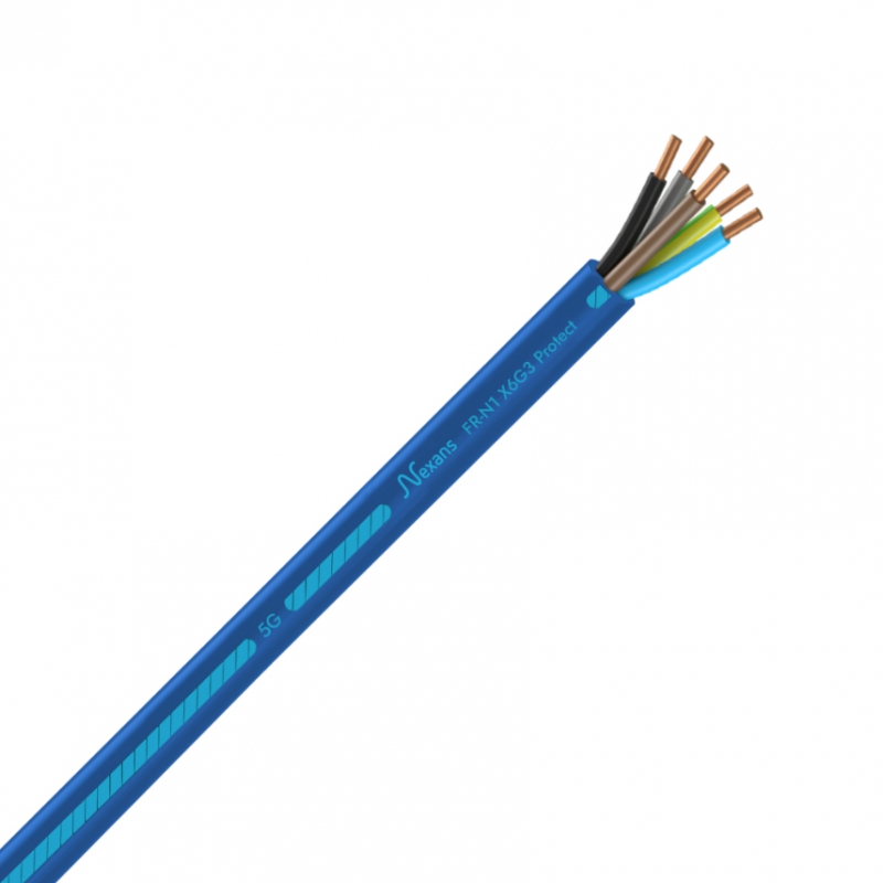 Câbles pour la protection au feu Nexans FRN1X6G3 Protect conforme à la norme de construction XP C32-325 et comporte des conducteurs en cuivre massif ou semi-rigide. Elle répond aux prescriptions de l'arrêté du 17 mai 2024 modifiant les exigences de sécurité incendie dans les Etablissements Recevant du Public (ERP) et les Immeubles de Grande Hauteur (IGH). Très bonne tenue au feu, non propagateur de l’incendie et sans halogène, indication de la longueur restante.