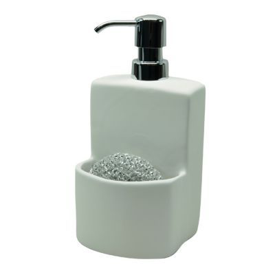Distributeur de savon + porte éponge plastique blanc Cooke & Lewis