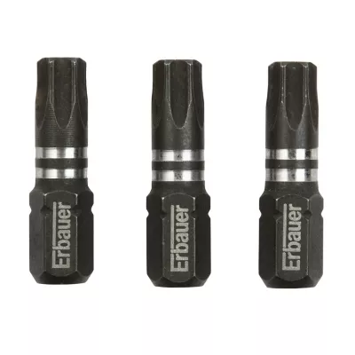 Embout de vissage torsion impact TX30 25 mm Erbauer - 3 pièces