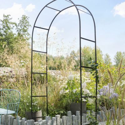 Arche double Blooma Makis en métal coloris noir L.120 x l.40 x H.240 cm
