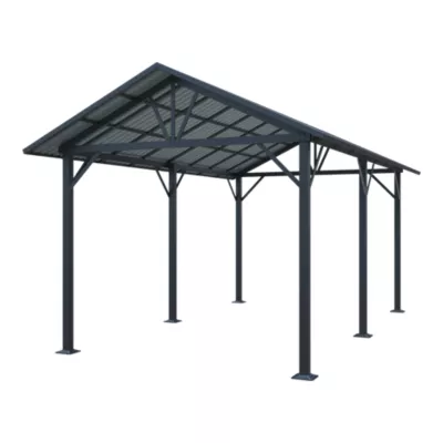 Carport en aluminium et toiture panneaux en acier double pente « Levant » Klikstrom gris anthracite 3.12 x 5.18 m