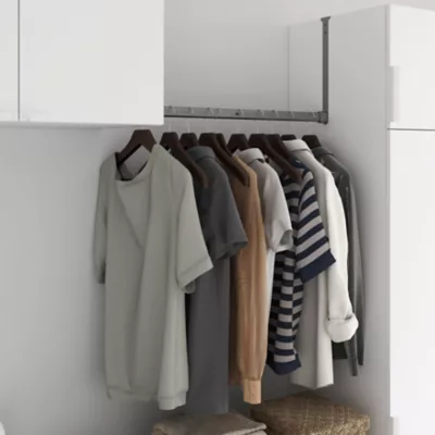 Extension en acier effet métallique + support de barre de penderie GoodHome Atomia 35 cm