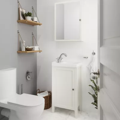 Plan vasque lave-mains blanc, l.44,7 x H.14,2 x P.30,7 cm, GoodHome Lana