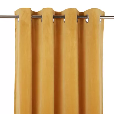 Rideau tamisant à œillets effet velours Valgreta jaune l.140 x H.260cm GoodHome