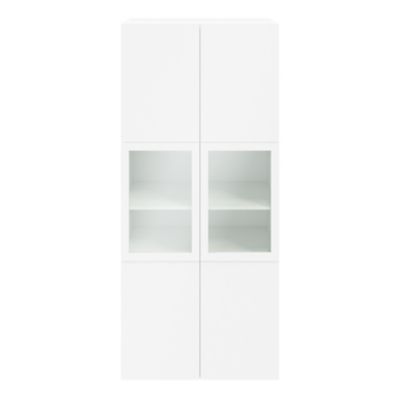 Bibliothèque blanche avec 2 portes vitrées GoodHome Atomia H. 225 x L. 100 x P. 47 cm