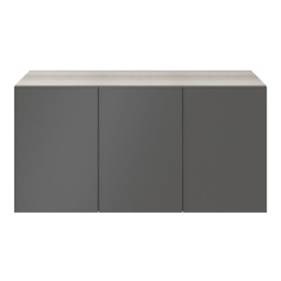 Buffet effet chêne grisé 3 portes anthracite mat GoodHome Atomia H. 75 x L. 150 x P. 47 cm