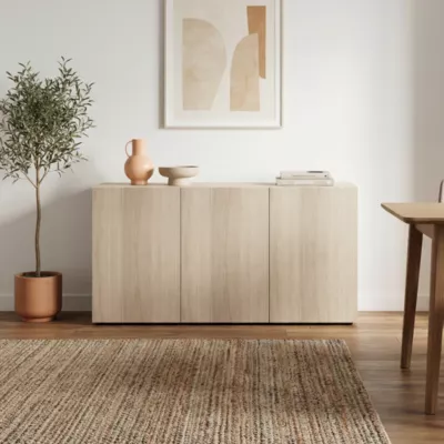 Buffet 3 portes effet chêne GoodHome Atomia H. 75 x L. 150 x P. 47 cm