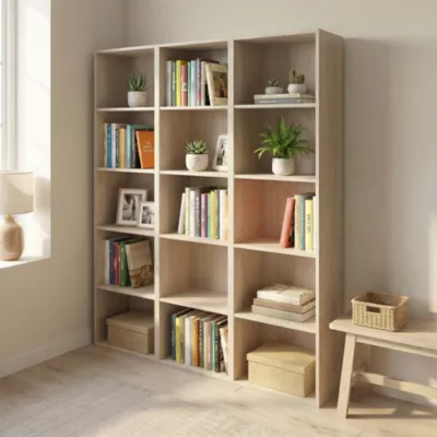 Etagère bibliothèque effet chêne GoodHome Atomia H. 187,5 x L. 150 x P. 35 cm