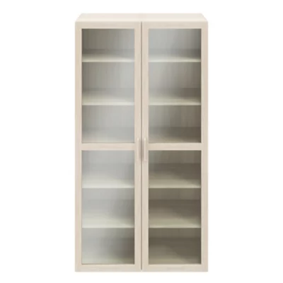 Bibliothèque portes battantes vitrées effet chêne GoodHome Atomia H. 187,5 x L. 100 x P. 37 cm