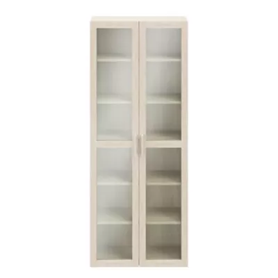 Bibliothèque portes battantes vitrées effet chêne GoodHome Atomia H. 187,5 x L. 75 x P. 22 cm