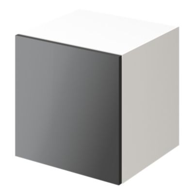Cube de rangement blanc avec porte anthracite brillant GoodHome Atomia H. 37,5 x L. 37,5 x P. 37 cm