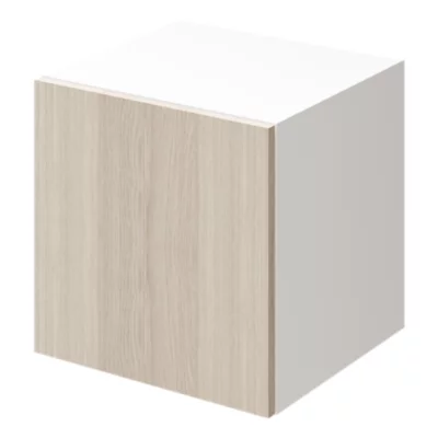 Cube rangement blanc avec porte effet chêne GoodHome Atomia H. 37,5 x L. 37,5 x P. 37 cm