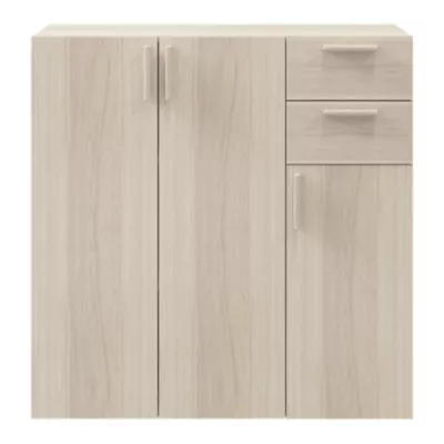 Buffet avec portes et tiroirs effet chêne GoodHome Atomia H. 112,5 x L. 112,5 x P. 37 cm