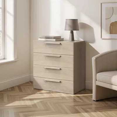 Commode effet chêne 4 tiroirs GoodHome Atomia H. 75 x L. 75 x P. 45 cm