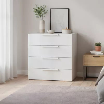 Commode blanche 4 tiroirs GoodHome Atomia H. 75 x L. 75 x P. 45 cm