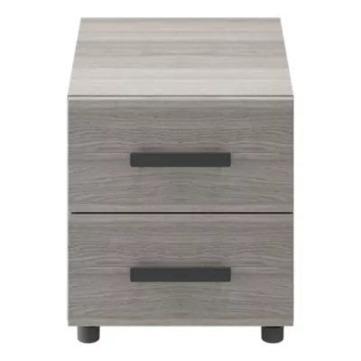Table de chevet sur pieds effet chêne grisé 2 tiroirs GoodHome Atomia H. 42,5 x L. 37,5 x P. 45 cm