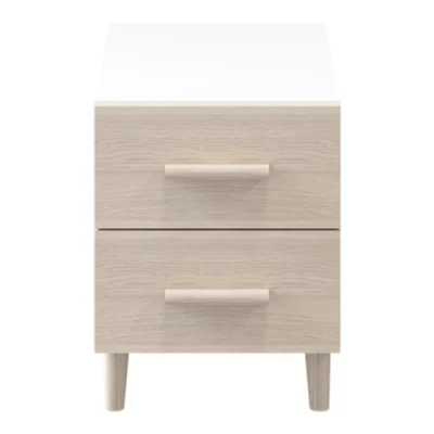 Table de chevet sur pieds blanche et effet chêne GoodHome Atomia H. 48,5 x L. 37,5 x P. 47 cm