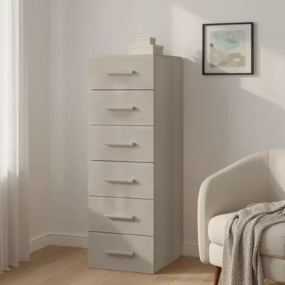 Commode effet chêne 6 tiroirs GoodHome Atomia H. 112,5 x L. 37,5 x P. 45 cm