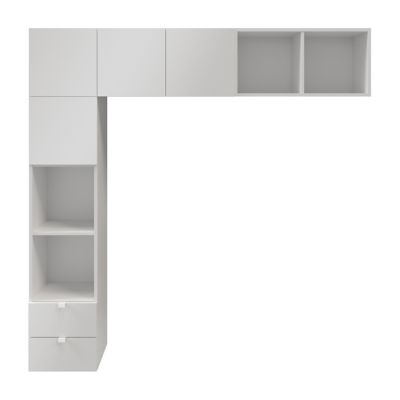 Ensemble en L colonne et caissons suspendus blancs GoodHome Atomia H. 187,5 x L. 187,5 x P. 37 cm