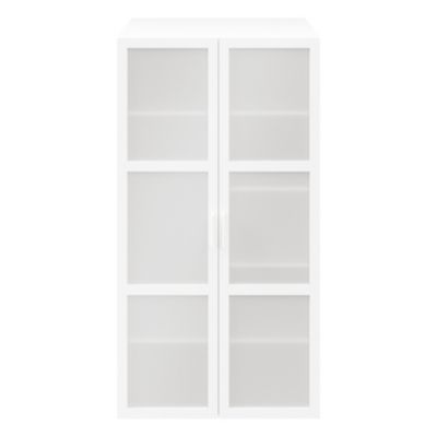 Armoire penderie blanche portes battantes en verre opaque GoodHome Atomia H. 187,5 x L. 100 x P. 60 cm
