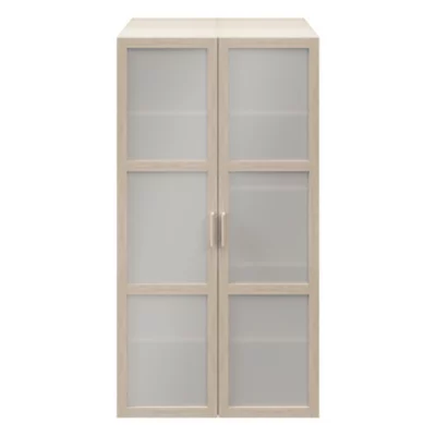 Armoire penderie effet chêne portes battantes en verre opaque GoodHome Atomia H. 187,5 x L. 100 x P. 60 cm