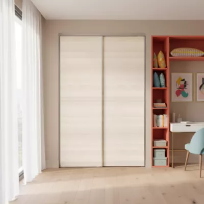 Portes de placard coulissantes 2 vantaux panneaux effet chêne GoodHome Atomia H. 225 x L. 150 x ép. 5,5 cm
