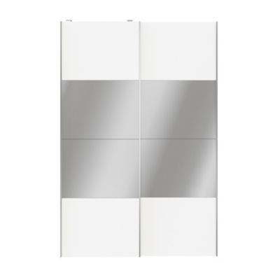 Portes de placard coulissantes 2 vantaux panneaux blancs et miroir GoodHome Atomia H. 225 x L. 150 x ép. 5,5 cm