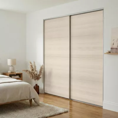 Portes de placard coulissantes 2 vantaux panneaux effet chêne GoodHome Atomia H. 225 x L. 200 x ép. 5,5 cm