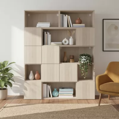 Étagère semi ouverte effet chêne GoodHome Atomia H. 187,5 x L. 150 x P. 37 cm