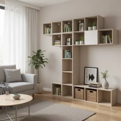 Composition de rangement mural effet chêne GoodHome Atomia H. 225 x L. 225 x P. 37 cm