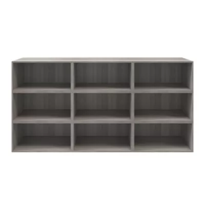 Buffet ouvert effet chêne grisé 9 cases GoodHome Atomia H. 112,5 x L. 225 x P. 35 cm