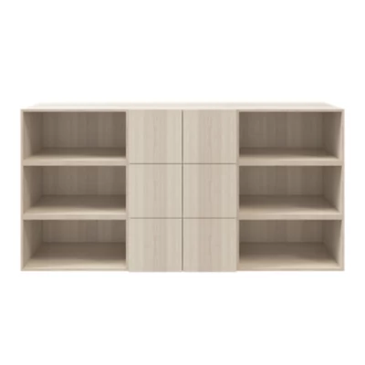 Buffet semi ouvert effet chêne 9 cases 6 portes GoodHome Atomia H. 112,5 x L. 225 x P. 37 cm