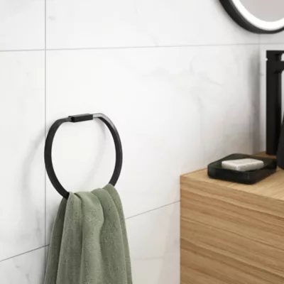 Anneau porte serviettes acier noir à visser Ø19.4 cm, GoodHome Elland