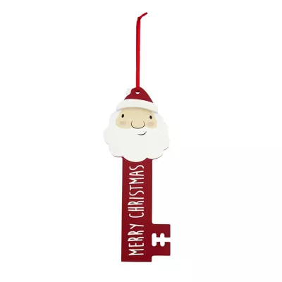 Boule de noël figurine père noël clé magique en bois