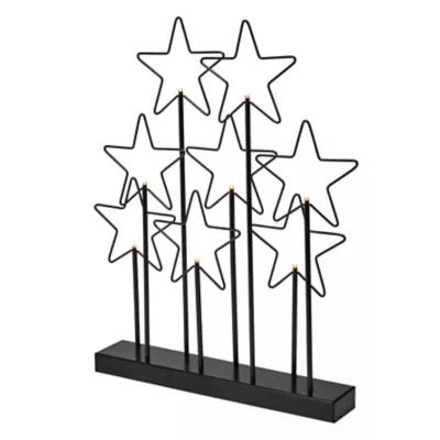 Etoile 8 LEDs blanc chaud H.45,5 cm noir