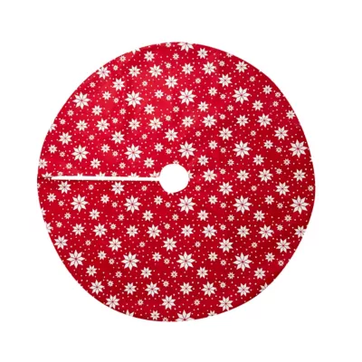 Couvre-pied pour sapin rouge avec étoiles blanches