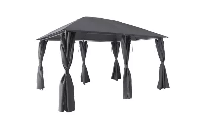 Tonnelle autoportante acier et toit polyester GoodHome Shamal gris 3 x 4 m