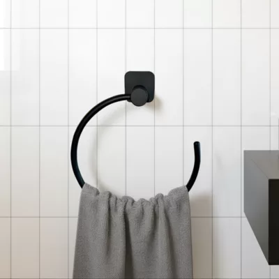 Anneau porte serviettes noir Koros GoodHome