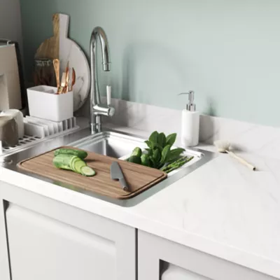 Plan de travail stratifié effet marbre blanc L.300 x l.62 x ép.3,8 cm GoodHome Kala