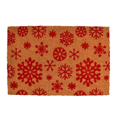 Paillasson de Noël en fibre de coco naturelle à motifs flocons de neige 40 x 60 cm GoodHome