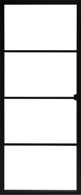 Porte coulissante Loft noire 4 vitrages H.204 x l.83 cm