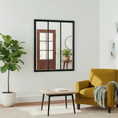 Verrière acier noir 3 vitrages transparents H.105 x L.83 cm
