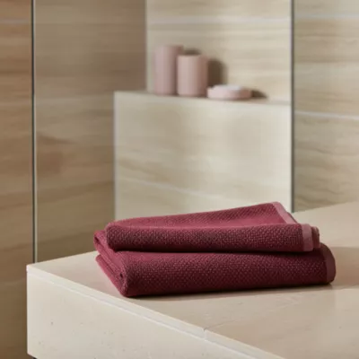 Serviette de bain grenat et rose terracotta 140 x 70 cm, GoodHome Sary