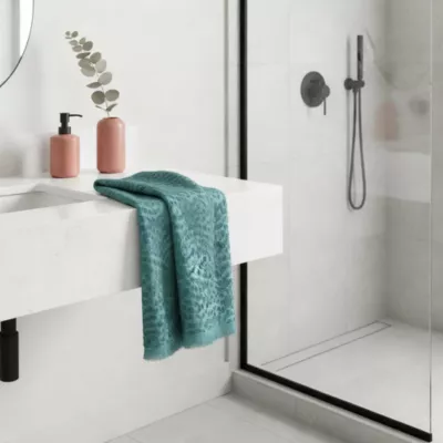 Serviette de bain bleu nil 140 x 70 cm, GoodHome Sary