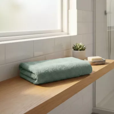 Serviette de toilette vert de gris 100 x 50 cm, GoodHome Koros