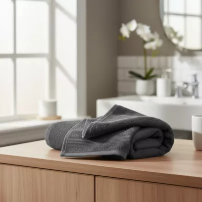 Serviette de toilette anthracite 100 x 50 cm, GoodHome Koros