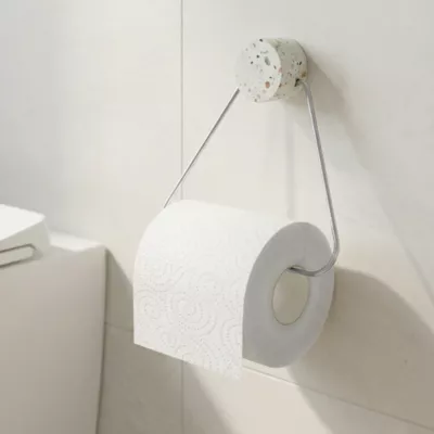 Dérouleur papier toilette Elland brossé & Terrazzo GoodHome