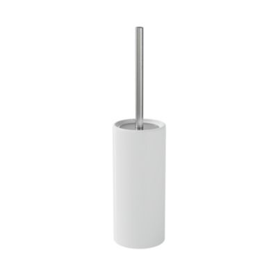 Brosse WC et support GoodHome Koros céramique manche en acier inoxydable coloris blanc