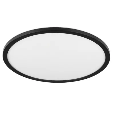 Plafonnier LED intégrée dimmable 3000lm 24W IP44 blanc froid, blanc neutre et blanc chaud GoodHome Flush noir mat h.2.5 x ø42 cm
